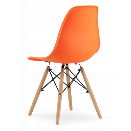 Set masa rotunda stil scandinav + 2 scaune Osaka, Artool, MDF si lemn, alb si portocaliu, 60x72 cm [7]