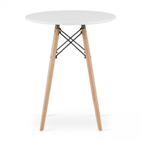 Set masa rotunda stil scandinav + 2 scaune Osaka, Artool, MDF si lemn, alb si portocaliu, 60x72 cm [1]