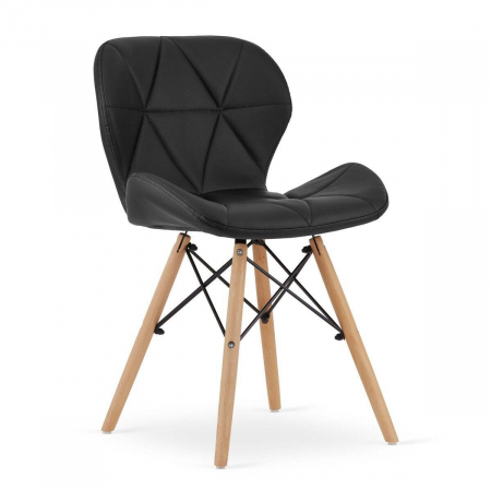 Set masa rotunda stil scandinav + 4 scaune Lago, Artool, MDF si lemn, alb si negru, 60x50 cm [6]