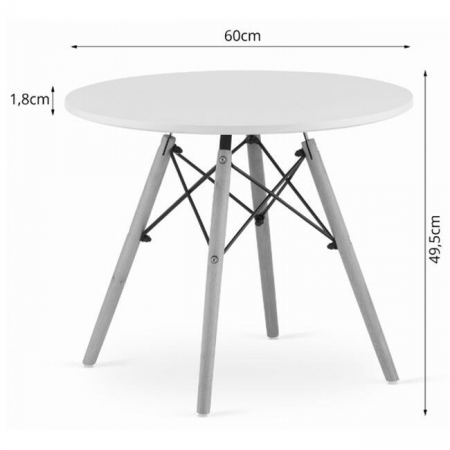 Set masa rotunda stil scandinav + 4 scaune Lago, Artool, MDF si lemn, alb si negru, 60x50 cm [8]