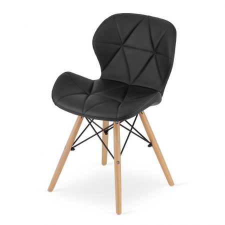 Set masa rotunda stil scandinav + 4 scaune Lago, Artool, MDF si lemn, alb si negru, 60x50 cm [1]