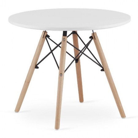Set masa rotunda stil scandinav + 4 scaune Lago, Artool, MDF si lemn, alb si negru, 60x50 cm [7]