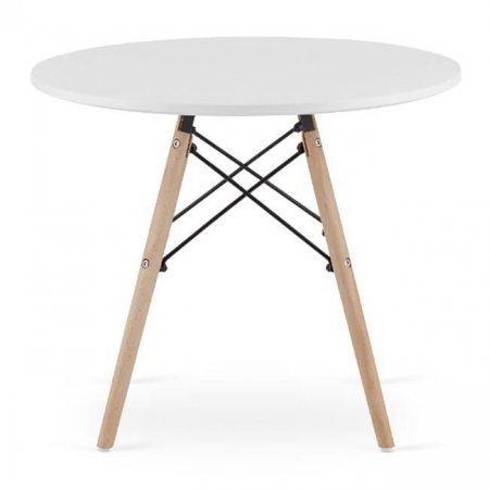 Set masa rotunda stil scandinav + 4 scaune Lago, Artool, MDF si lemn, alb si negru, 60x50 cm [9]