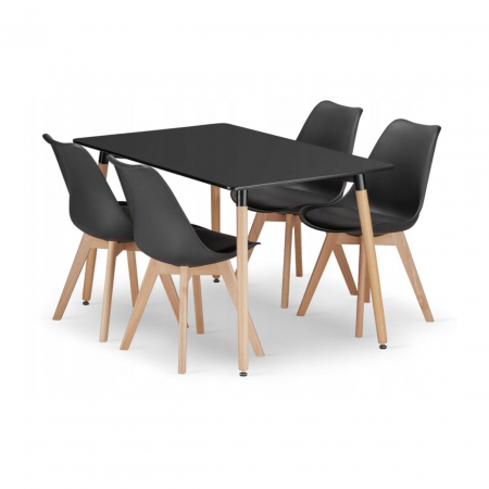 Scaune - Set masa stil scandinav + 4 scaune Mark negru, Artool, MDF si lemn, 120x80x75 cm