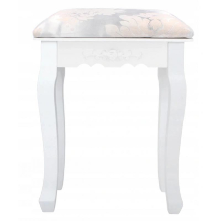 Mese de machiaj - Taburet pentru masa de toaleta/machiaj, alb, Vintage, 38x28x45 cm