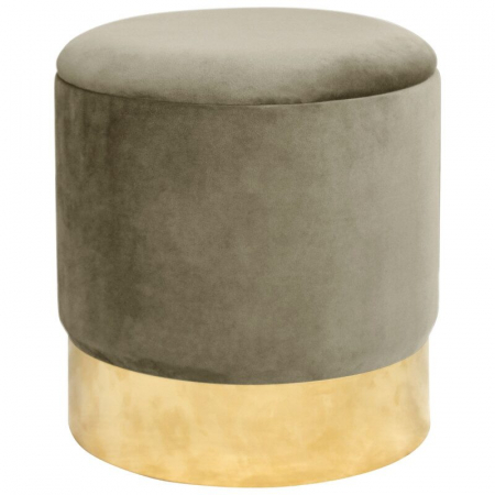 Scaune - Taburet, rotund, cu spatiu depozitare, catifea, bej, max 80 kg, 39x40 cm, Golden, Akord