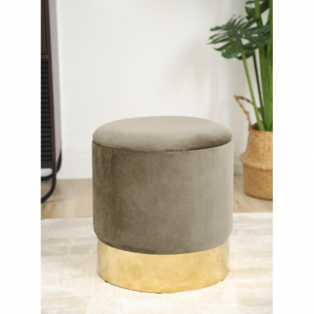 Taburet, rotund, cu spatiu depozitare, catifea, bej, max 80 kg, 39x40 cm, Golden, Akord [1]