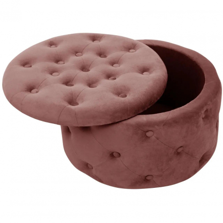 Taburet, rotund, cu spatiu depozitare, catifea, roz, max 80 kg, 55x30 cm, Alia, Akord [4]