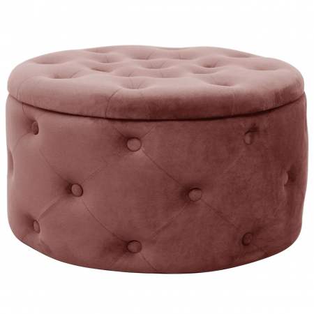 Scaune - Taburet, rotund, cu spatiu depozitare, catifea, roz, max 80 kg, 55x30 cm, Alia, Akord