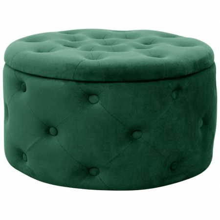Scaune - Taburet, rotund, cu spatiu depozitare, catifea, verde, max 80 kg, 55x30 cm, Alia, Akord