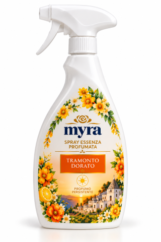 Detergenti pentru casa - Detergent parfumat pentru pardoseli Tramonto Dorato, 750 ml, Myra - gel super concentrat pH neutru cu microcapsule