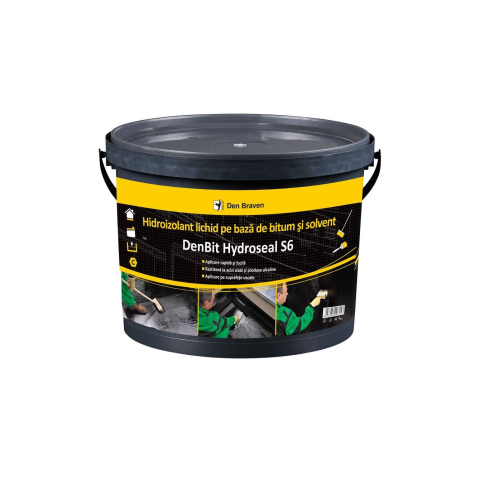 Materiale de Constructii - HIDROIZOLANT LICHID, BITUM - SOLVENT, DENBIT HYDROSEA S6, 9KG, DEN BRAVEN