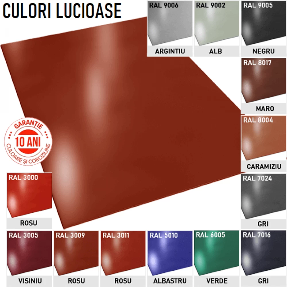 Materiale de Constructii - TABLA ZINCATA LISA ROSIE 027 1000X2000