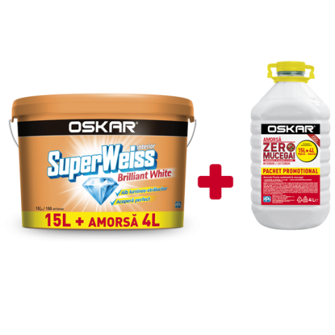 Amenajari Pentru Interior - VOPSEA LAVABILA INTERIOR SUPERWEISS 15L+ 4L AMORSA OSKAR