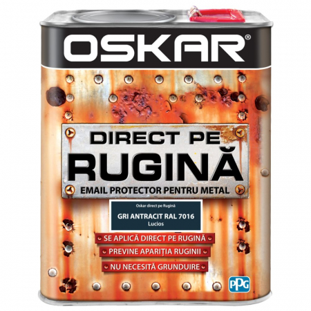 Vopsele - DIRECT PE RUGINA 3 IN 1 OSKAR 2.5L GRI ANTRACIT RAL7016