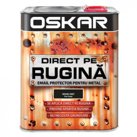 Vopsele Pentru Exterior - DIRECT PE RUGINA 3 IN 1 OSKAR 2.5L NEGRU MAT FORJAT