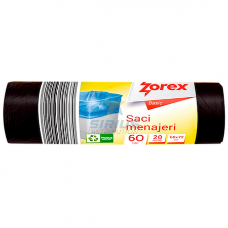 Pentru uz casnic - GSM962 ZOREX BASIC SACI MENAJERI NEGRI 60L 20/ROLA