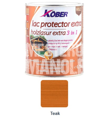 Materiale de Constructii - LAC PROTECTOR LAZUR EXTRA TEAK 0.75L KOBER