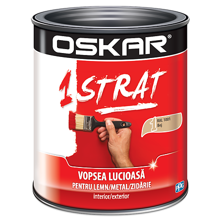 Vopsele - VOPSEA OSKAR 1 STRAT PENTRU LEMN, METAL SI ZIDARIE, BEJ 0.75L