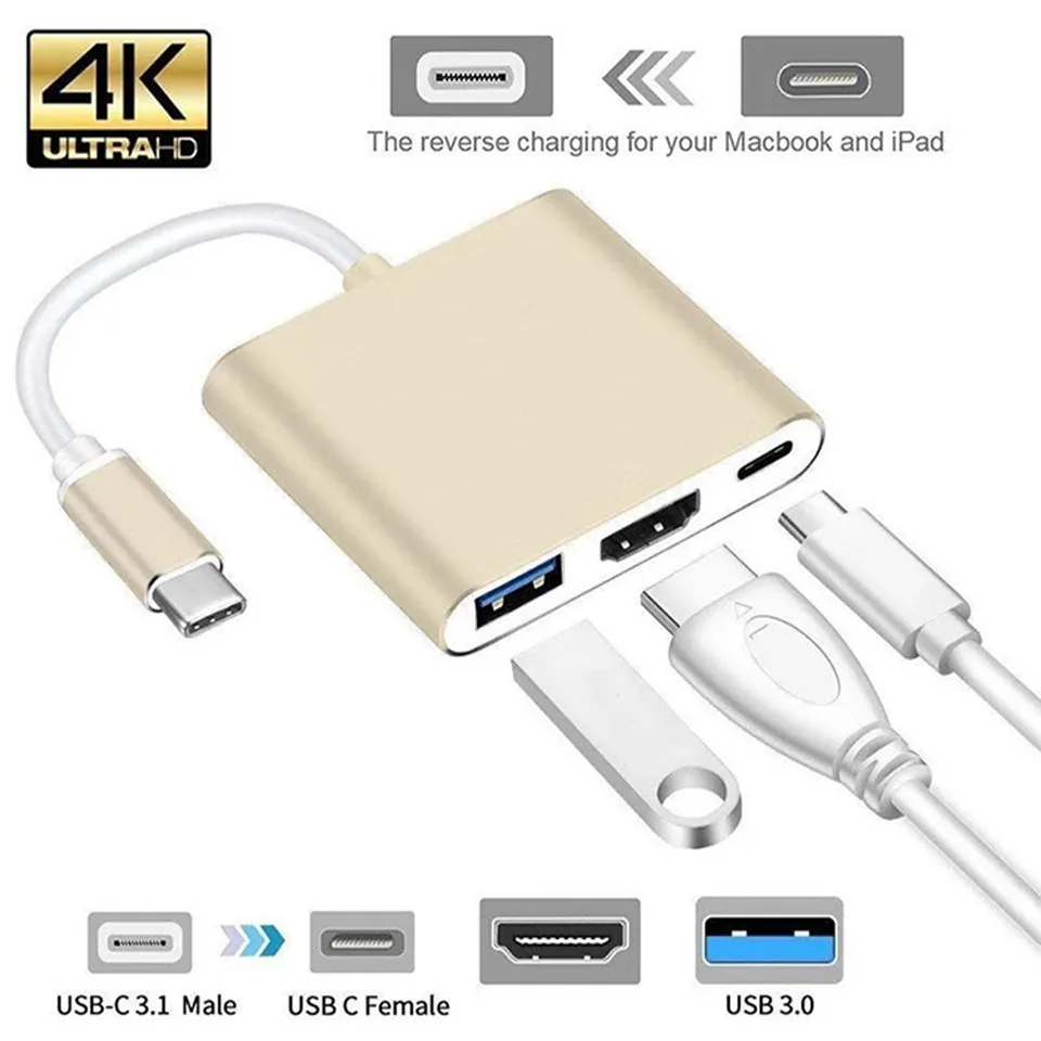 Adaptor HUB 3 in 1 la USB tip C 4K UHD [9]