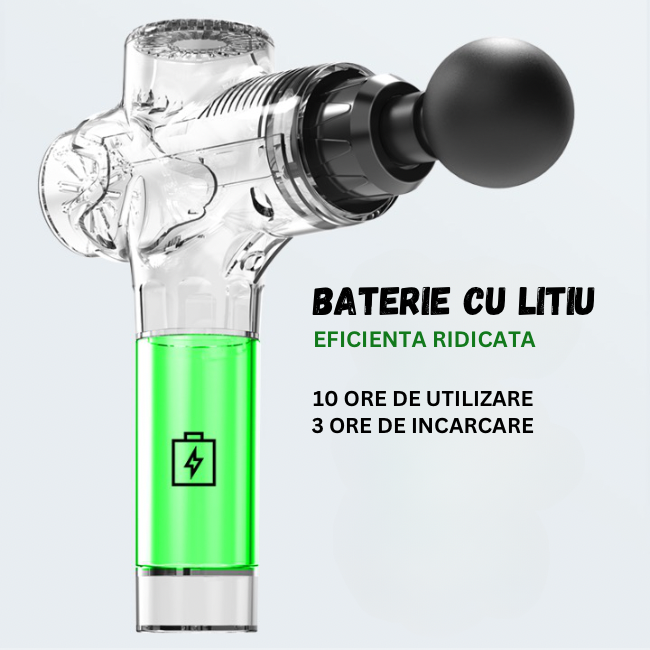 Aparat pentru masaj Profesional tip pistol, Ecran Tactil LED, 12 viteze, 1600-3960 Rmp, 2500 mAh, 24 V, 12 capete, servieta depozitare, Portabil, Negru [10]