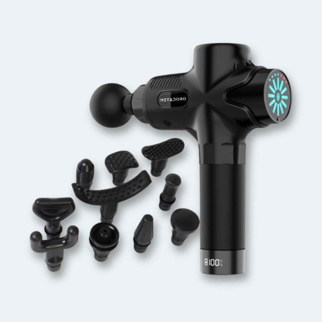 Aparat pentru masaj Profesional tip pistol, Ecran Tactil LED, 12 viteze, 1600-3960 Rmp, 2500 mAh, 24 V, 12 capete, servieta depozitare, Portabil, Negru [6]