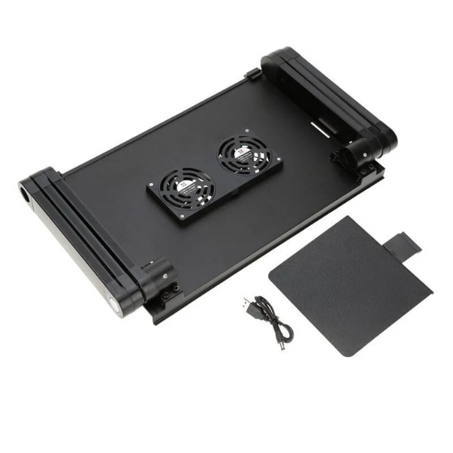 Masuta laptop reglabila din aluminiu, ventilatie dubla cooler USB si suport mouse reglabil, negru, Metadoro [6]