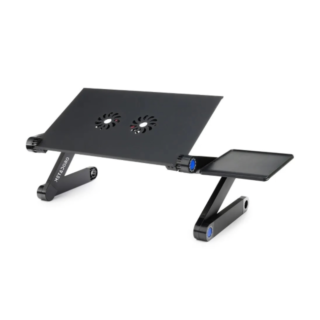 Masuta laptop reglabila din aluminiu, ventilatie dubla cooler USB si suport mouse reglabil, negru, Metadoro [2]