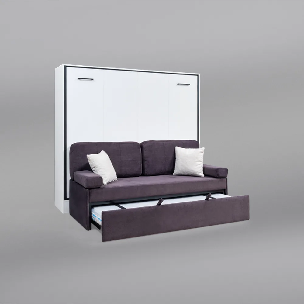 Sistem metalic pentru pat de perete orizontal, cu colțar daybed și pat suplimentar pentru copii [2]