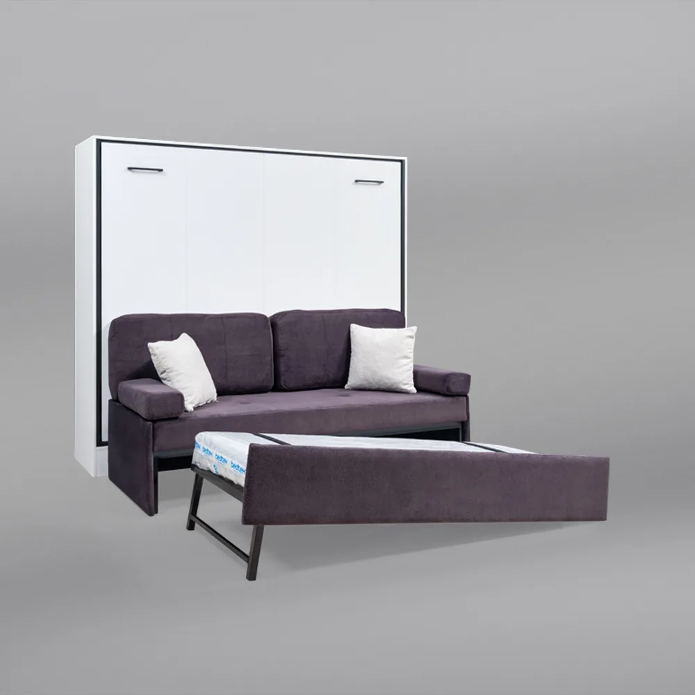 Sistem metalic pentru pat de perete orizontal, cu colțar daybed și pat suplimentar pentru copii [3]