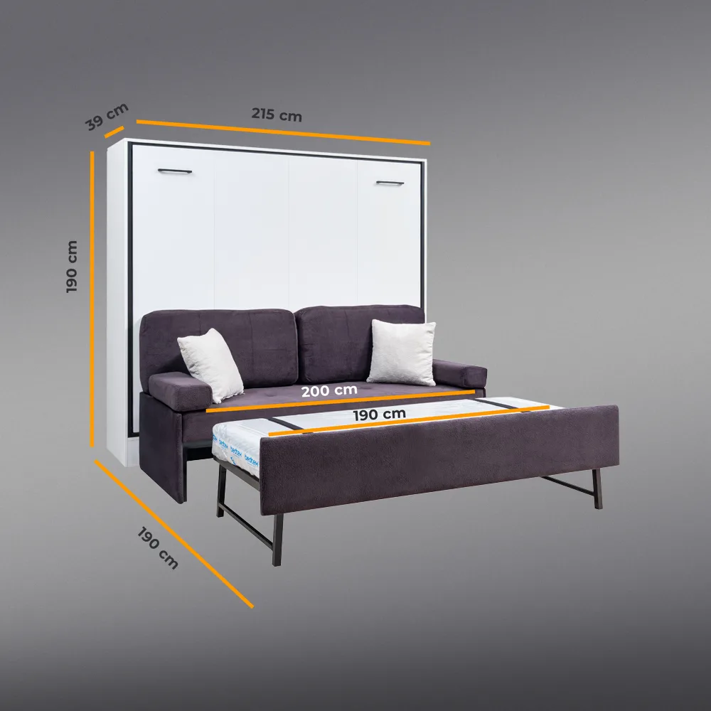 Sistem metalic pentru pat de perete orizontal, cu colțar daybed și pat suplimentar pentru copii [4]