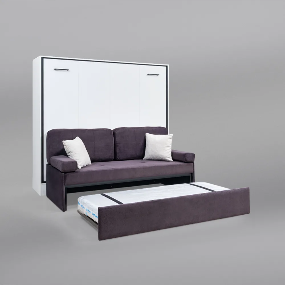 Sistem metalic pentru pat de perete orizontal, cu colțar daybed și pat suplimentar pentru copii [5]