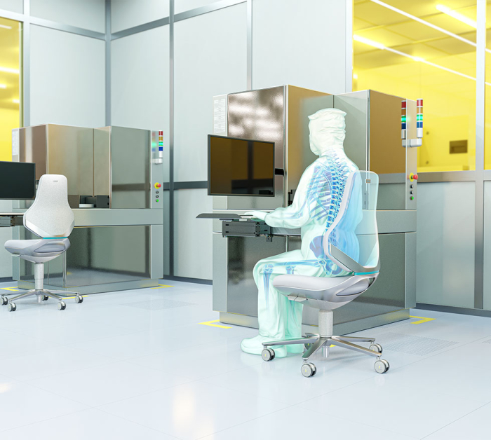 Scaun camera curată Bimos CLEANROOM TEXON 2 cu rotile - Piele ecologică Magic ESD negru [5]