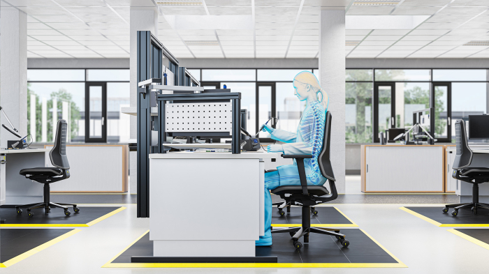 Scaun ESD Bimos ESD NEON 1 cu spătar cu contact permanent, cu tălpi - Stofă Duotec ESD negru [3]