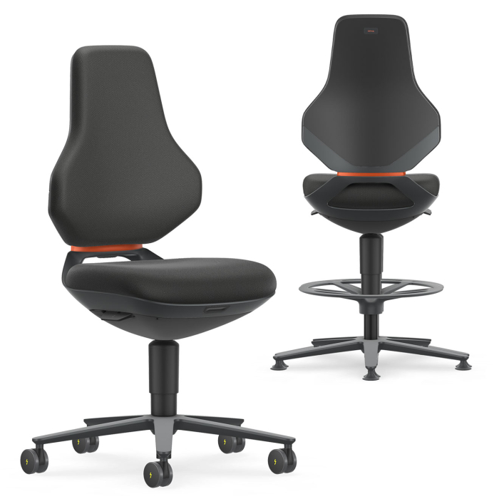Scaun ESD Bimos ESD TEXON 3 cu tălpi și inel picioare - Stofă Duotec ESD negru [2]