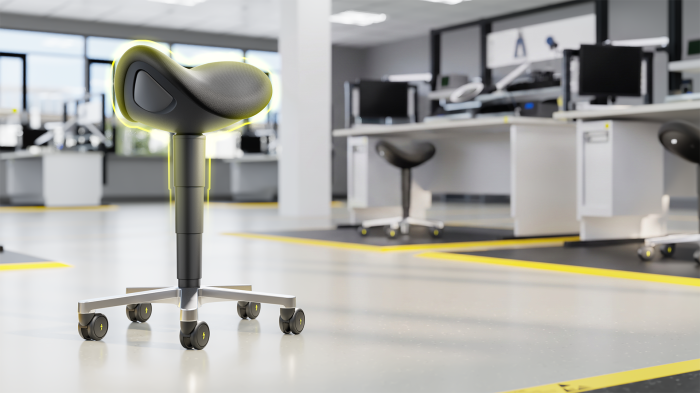 Scaun tip șa ESD Bimos ESD SADDLE STOOL cu rotile - Stofă Duotec ESD negru [2]
