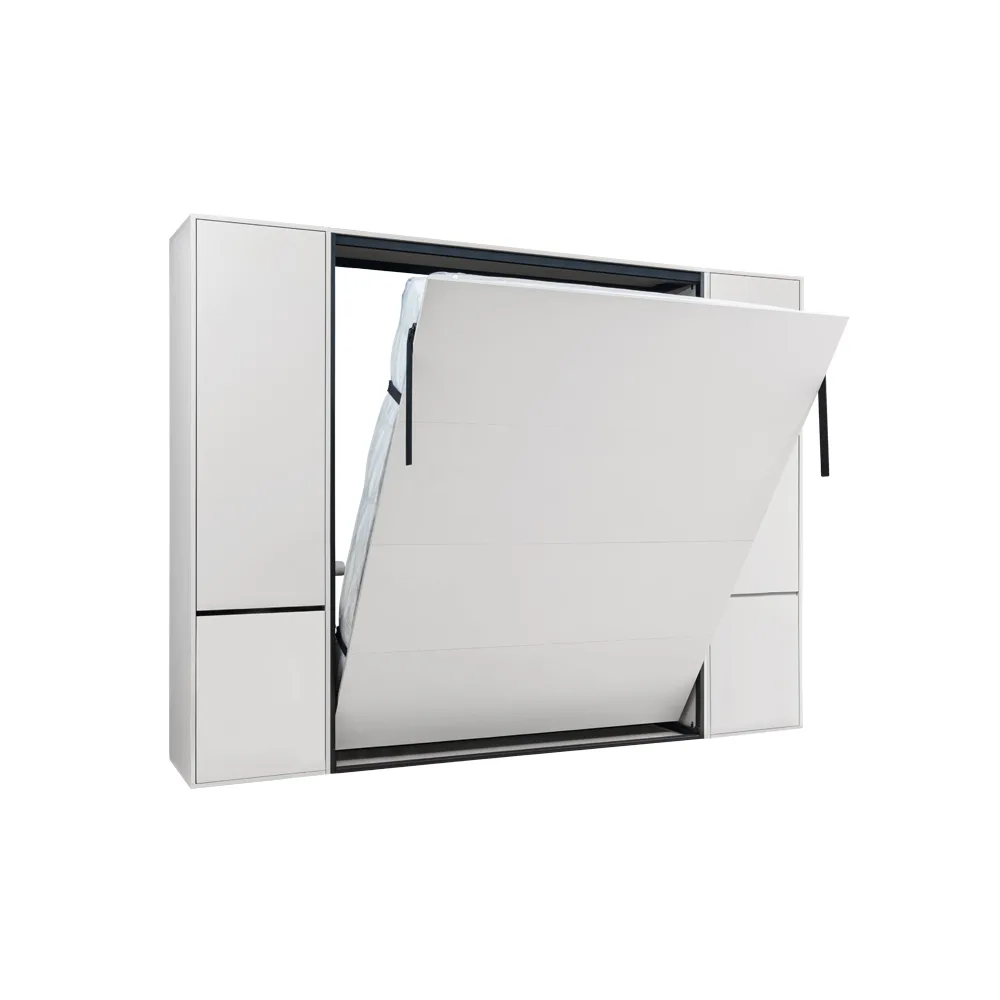 Sistem metalic pentru pat de perete vertical, 2 persoane, set cu două dulapuri laterale [4]