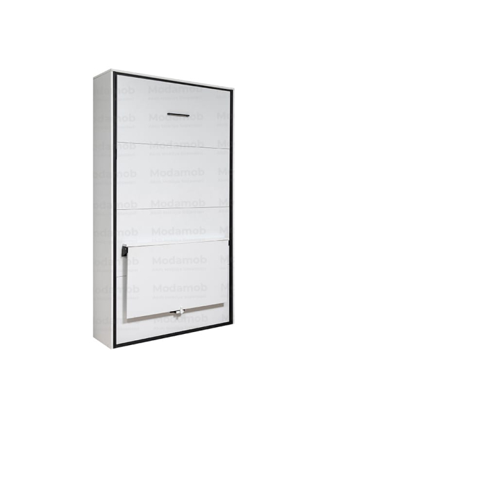 Sistem metalic pentru pat de perete vertical, 1 persoană, carcasă metalică, cu masă de lucru [5]
