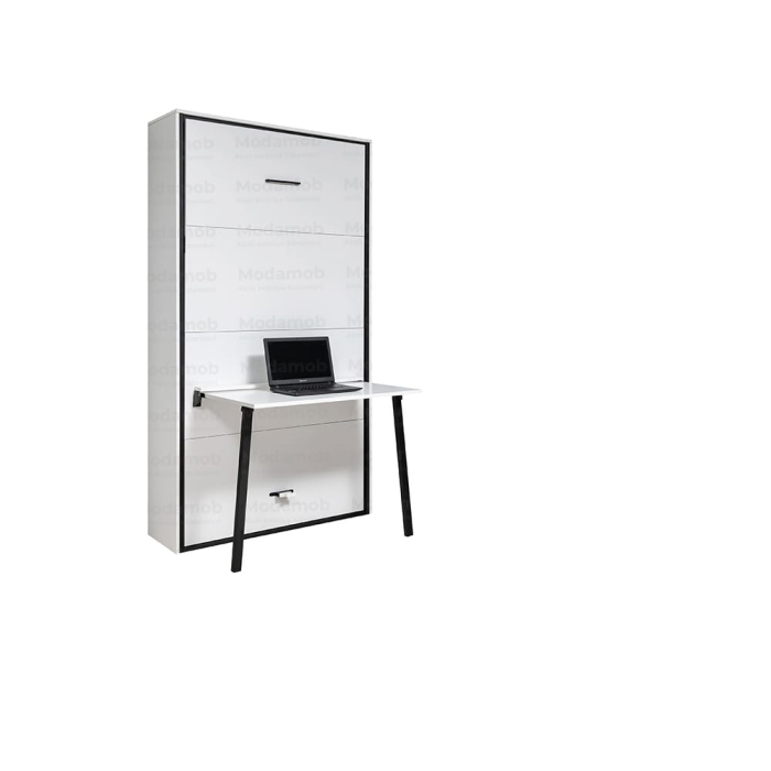 Sistem metalic pentru pat de perete vertical, 1 persoană, carcasă metalică, cu masă de lucru [6]