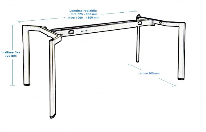 Structura metalica birou gri telescopica PRISMA L100-180 cm H72 cm l80 cm [5]