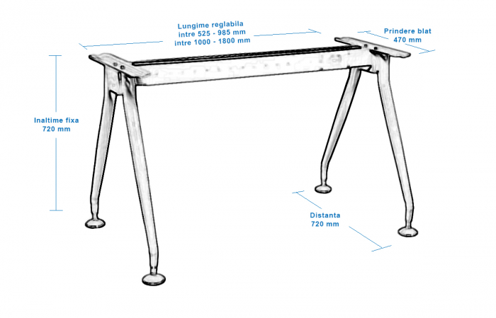 Structura Metalica Birou VOLA - Cadru Premium cu Picioare Inclinate [4]