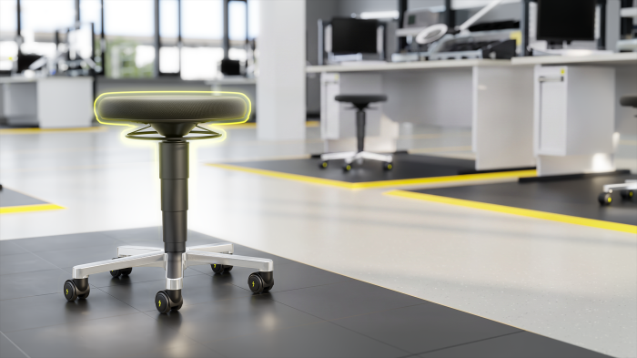 Taburet ESD Bimos ESD STOOL 2 cu rotile - Stofă Duotec ESD negru [2]
