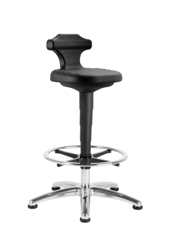 Industriale - Bimos CLEANROOM FLEX 3 - scaun sit-stand camera curată cu tălpi și inel picioare, Spumă integrală PU negru