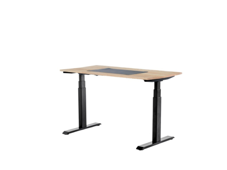 Birouri electrice - Birou cu înălțime reglabilă electric, Upgrade Pro, Dual Motor, blat frasin, tăviță cabluri, desk pad, trecere cabluri