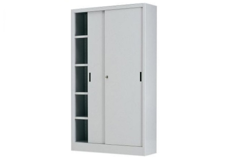 Dulapuri cu uși glisante - Dulap metalic cu uși glisante, 8 polițe, 1500x450x2000 mm