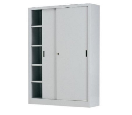 Dulapuri cu uși glisante - Dulap metalic cu uși glisante, 8 polițe, 1800x450x2000 mm