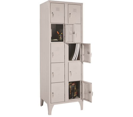 Dulap vestiar metalic casetat cu 10 uși, 600x500x1800 mm
