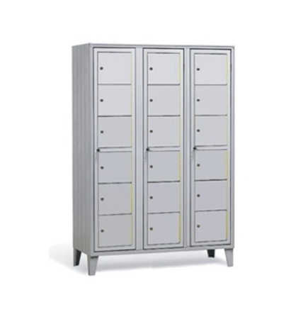 Dulap vestiar metalic casetat cu 18 uși, 1200x500x1800 mm