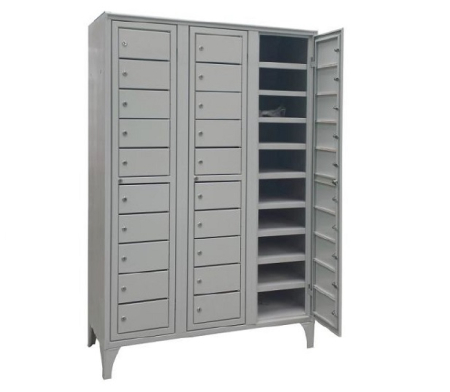 Dulap vestiar metalic casetat cu 30 uși, 1200x500x1800 mm