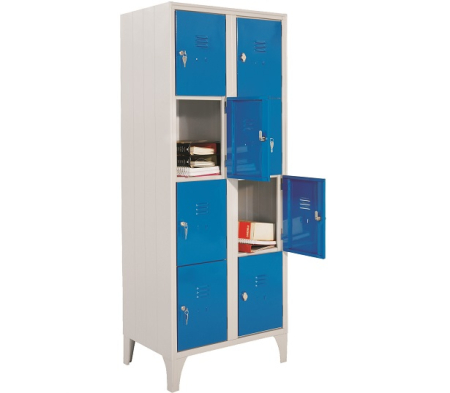 Dulap vestiar metalic casetat cu 8 uși, 700x500x1800 mm